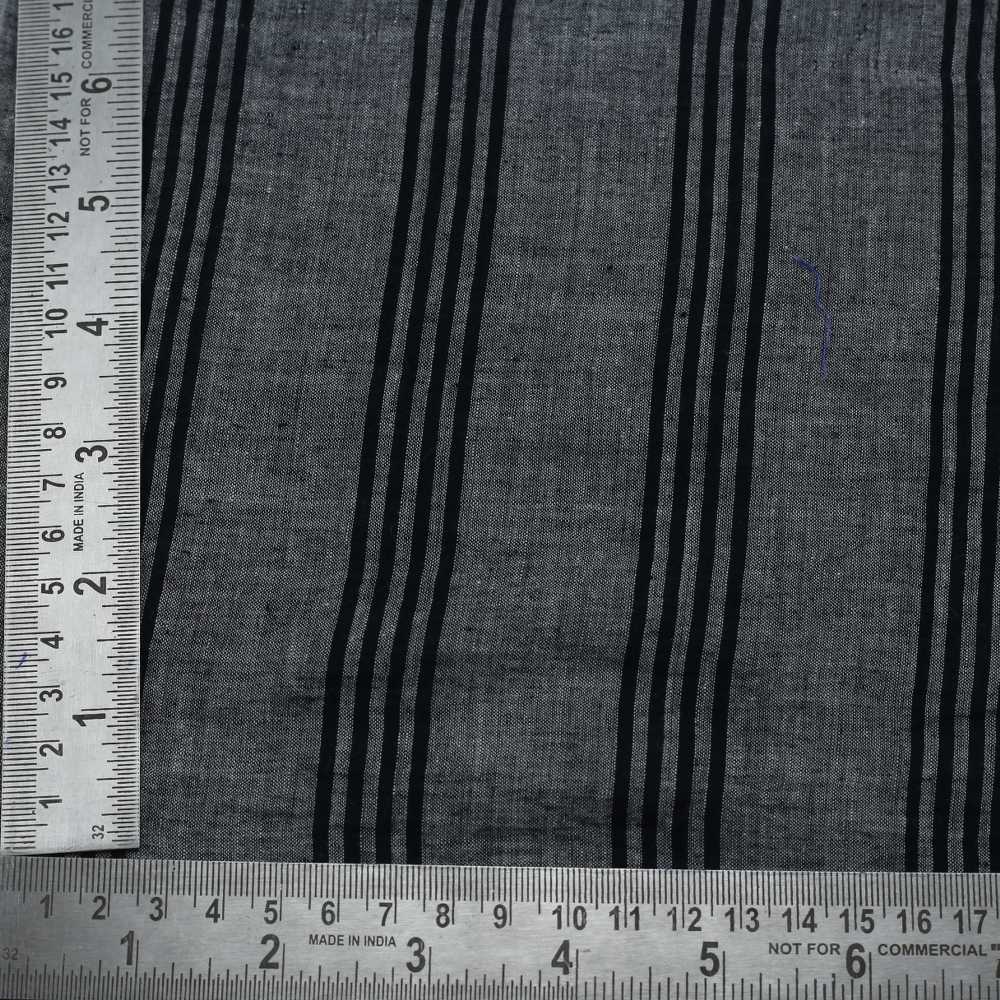 STRIPE BLACK & GREY PURE COTTON 60 GSM HANDWOVEN FABRIC