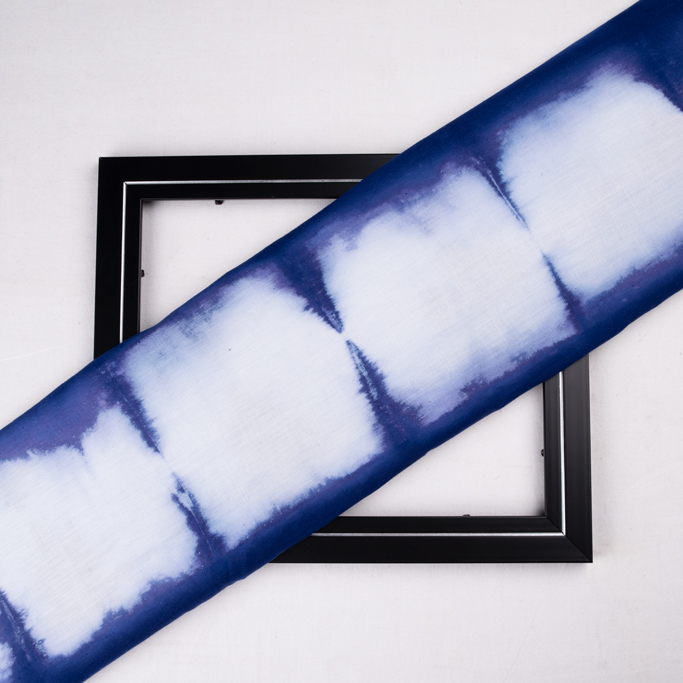 ABSTRACT BLUE TIE DYE KHADI COTTON 120 GSM HANDWOVEN FABRIC