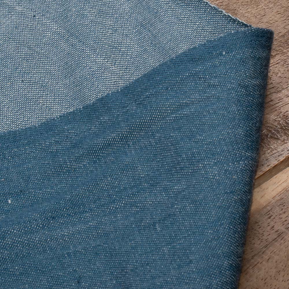 DENIM TWILL ROYAL BLUE KHADI COTTON 118 GSM HANDWOVEN FABRIC