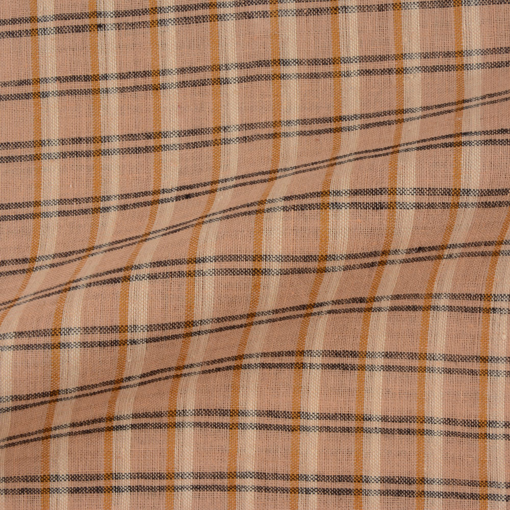CHECK BROWN PURE COTTON 100 GSM HANDWOVEN FABRIC