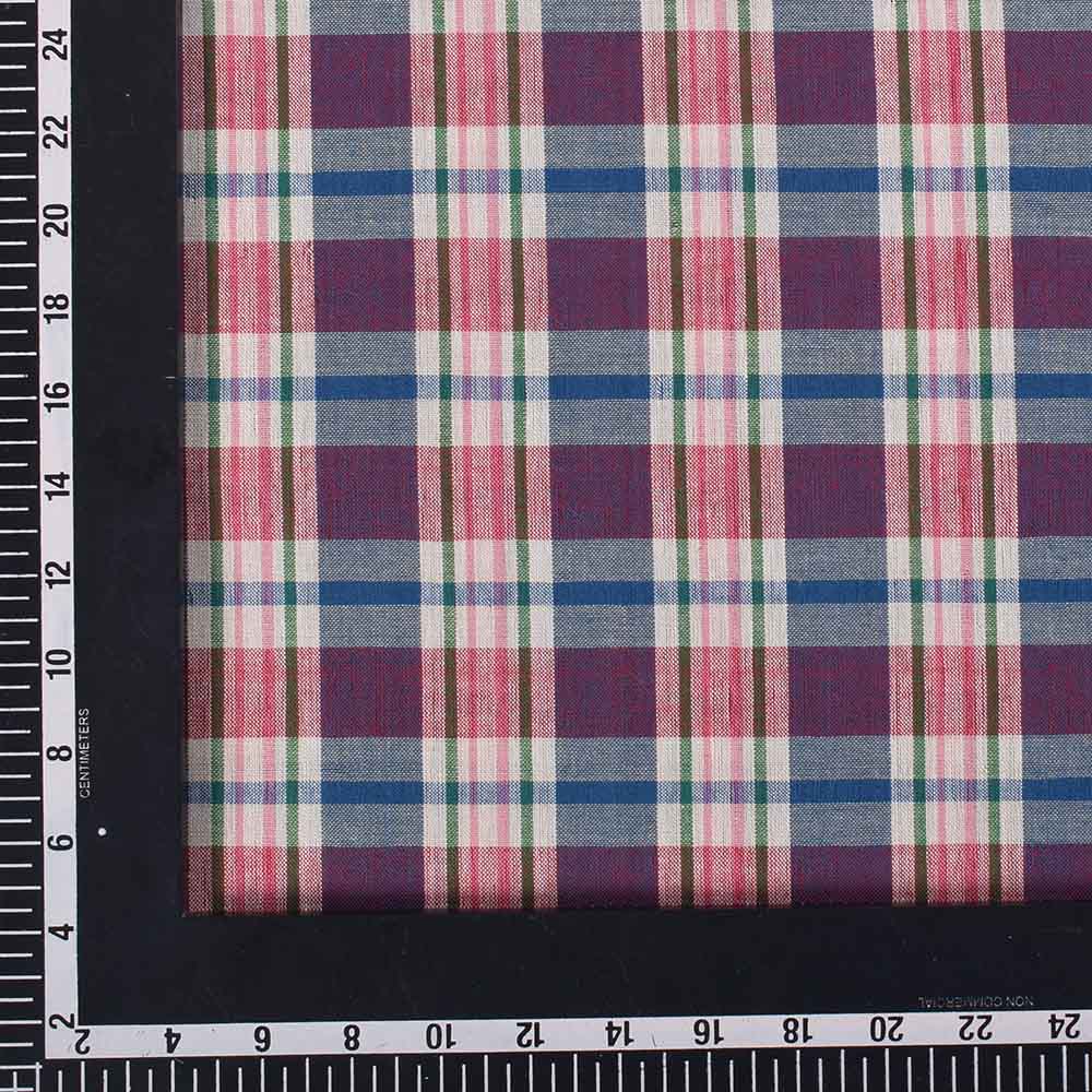 CHECK MULTICOLOR PURE COTTON 100 GSM HANDWOVEN FABRIC 562