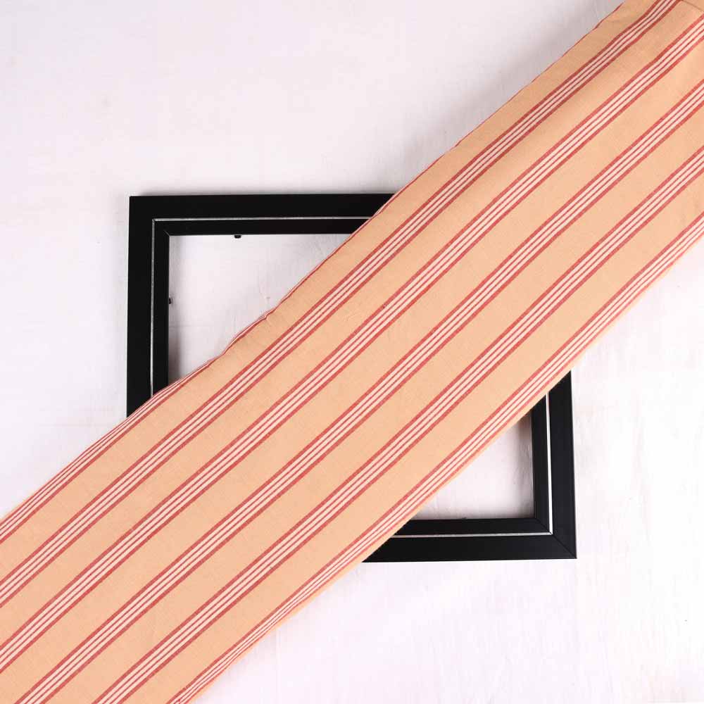 Stripe Orange & Red Pure Cotton 90 GSM Handwoven Fabric