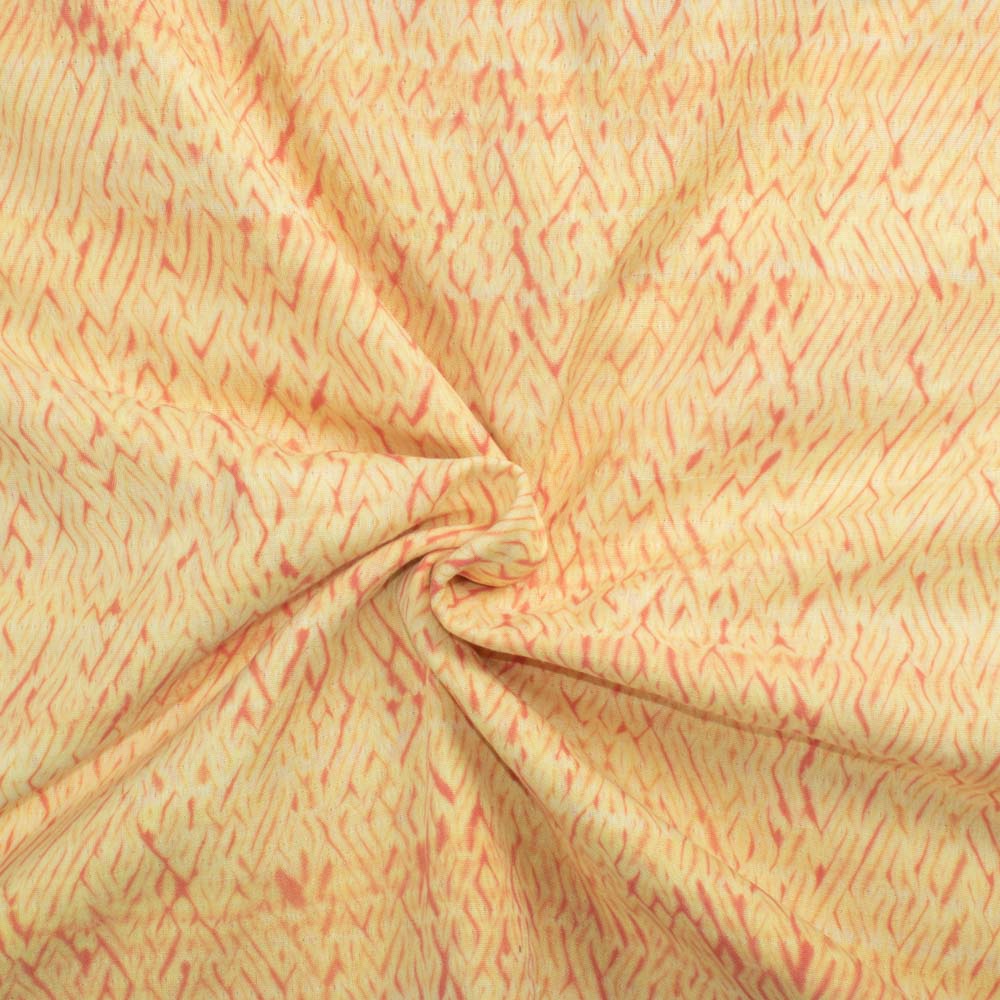 Abstract Yellow And Orange Shibori 90 GSM Pure Cotton Fabric