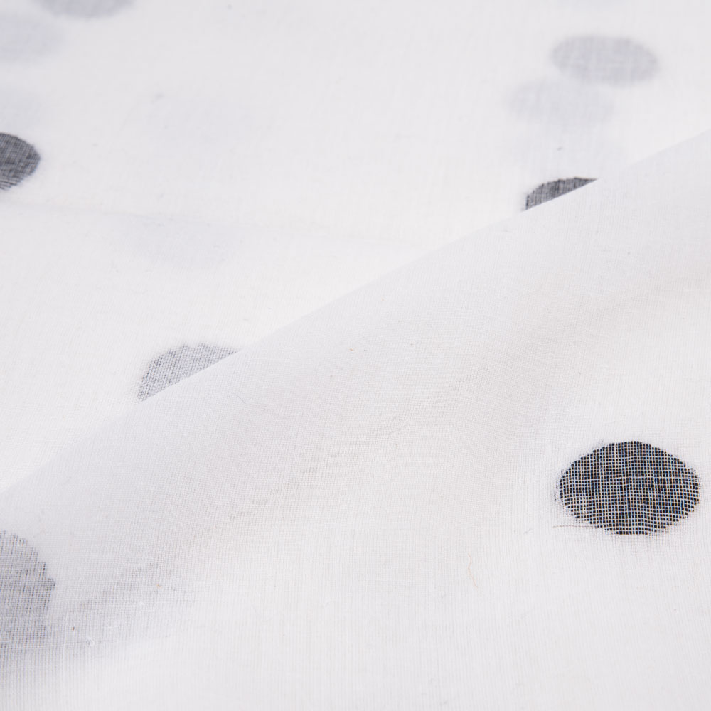 GEOMETRIC WHITE JAMDANI PURE COTTON 56 GSM HANDWOVEN FABRIC 199