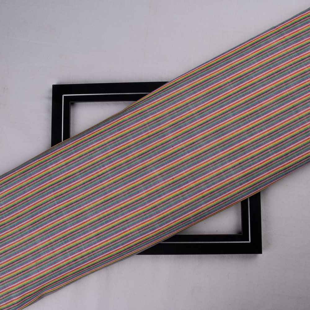 Stripe Multicolour Pure Cotton 100 GSM Handwoven Fabric