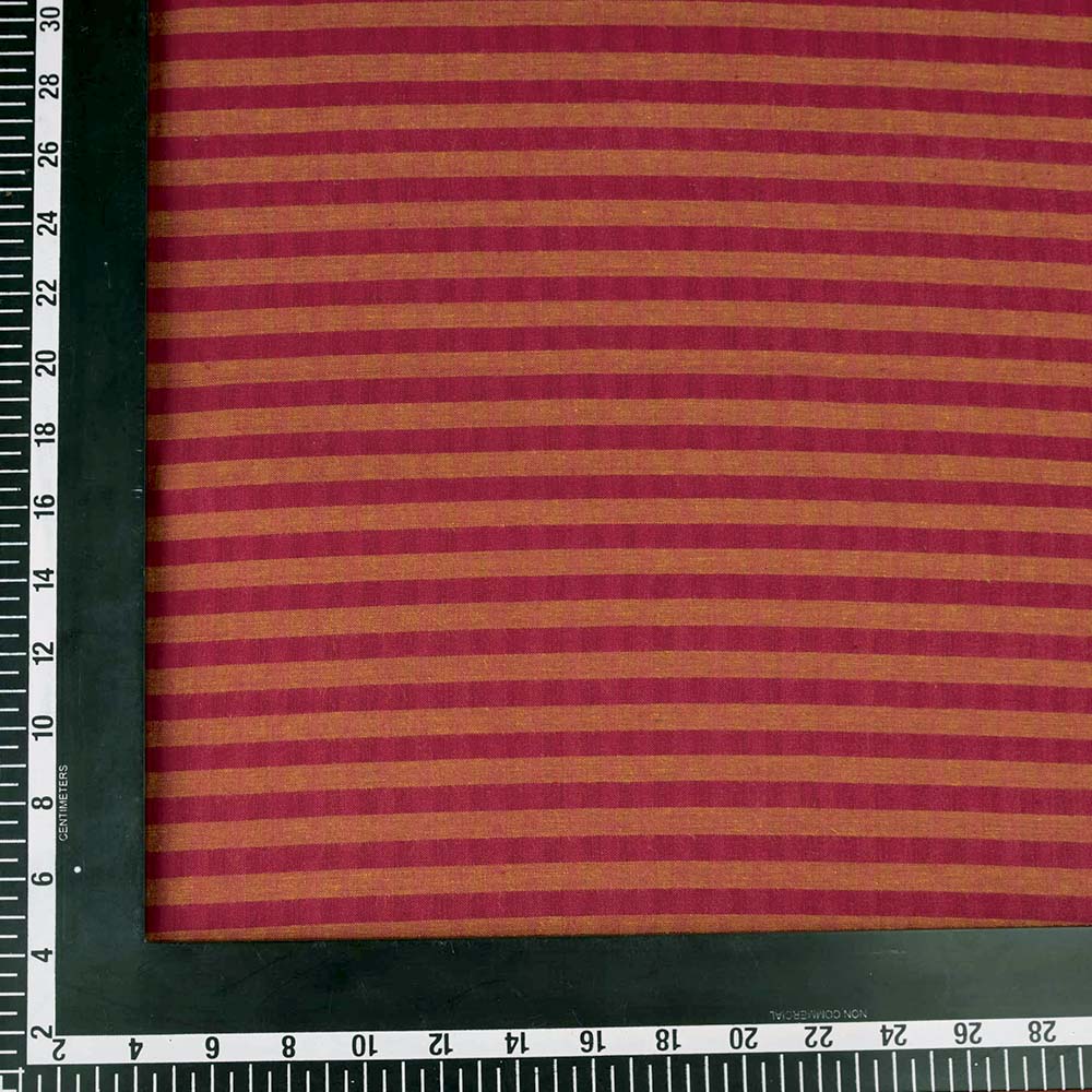 STRIPE YELLOW RED PURE COTTON 87 GSM HANDWOVEN FABRIC