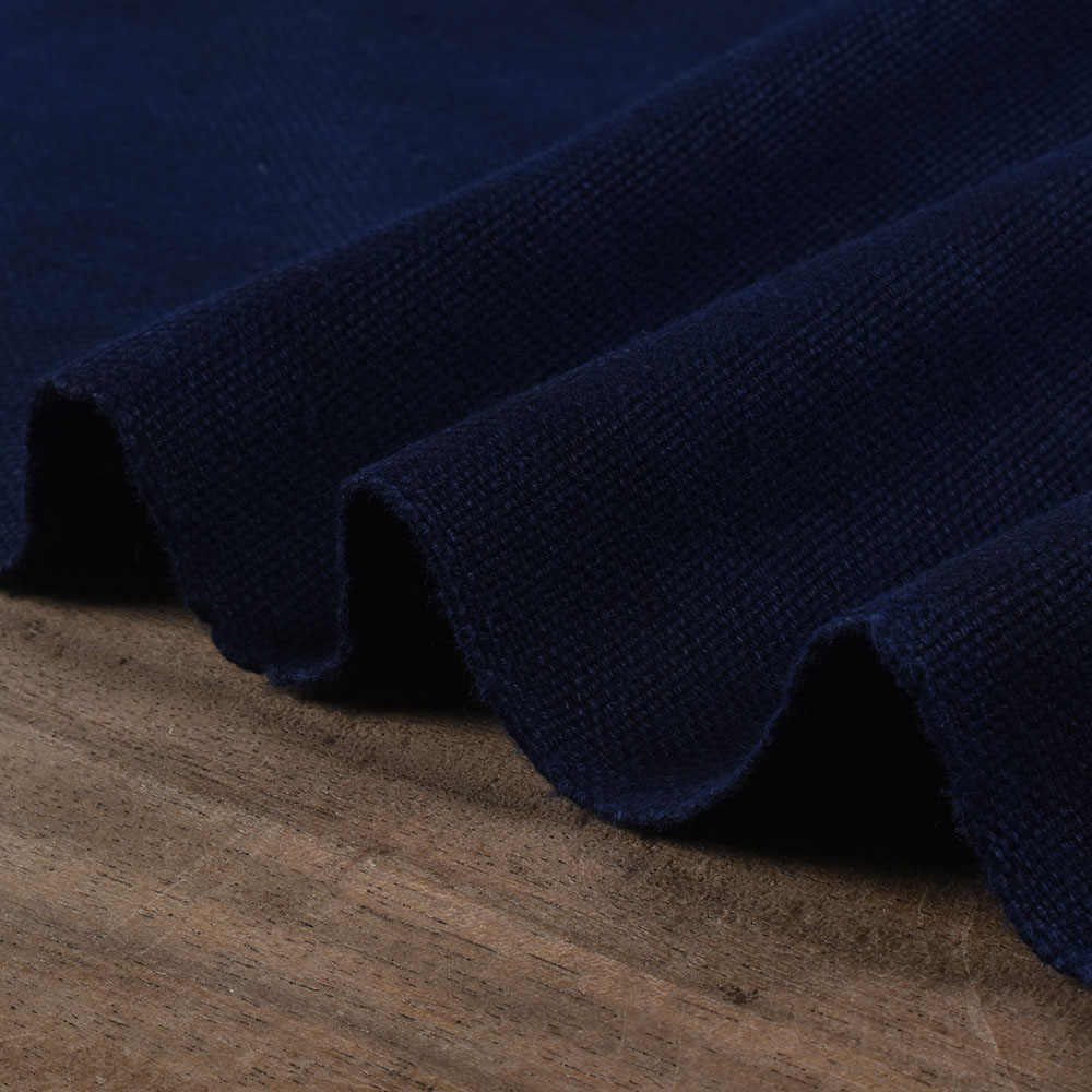 PLAIN NAVY PURE KHADI 296 GSM HANDWOVEN FABRIC