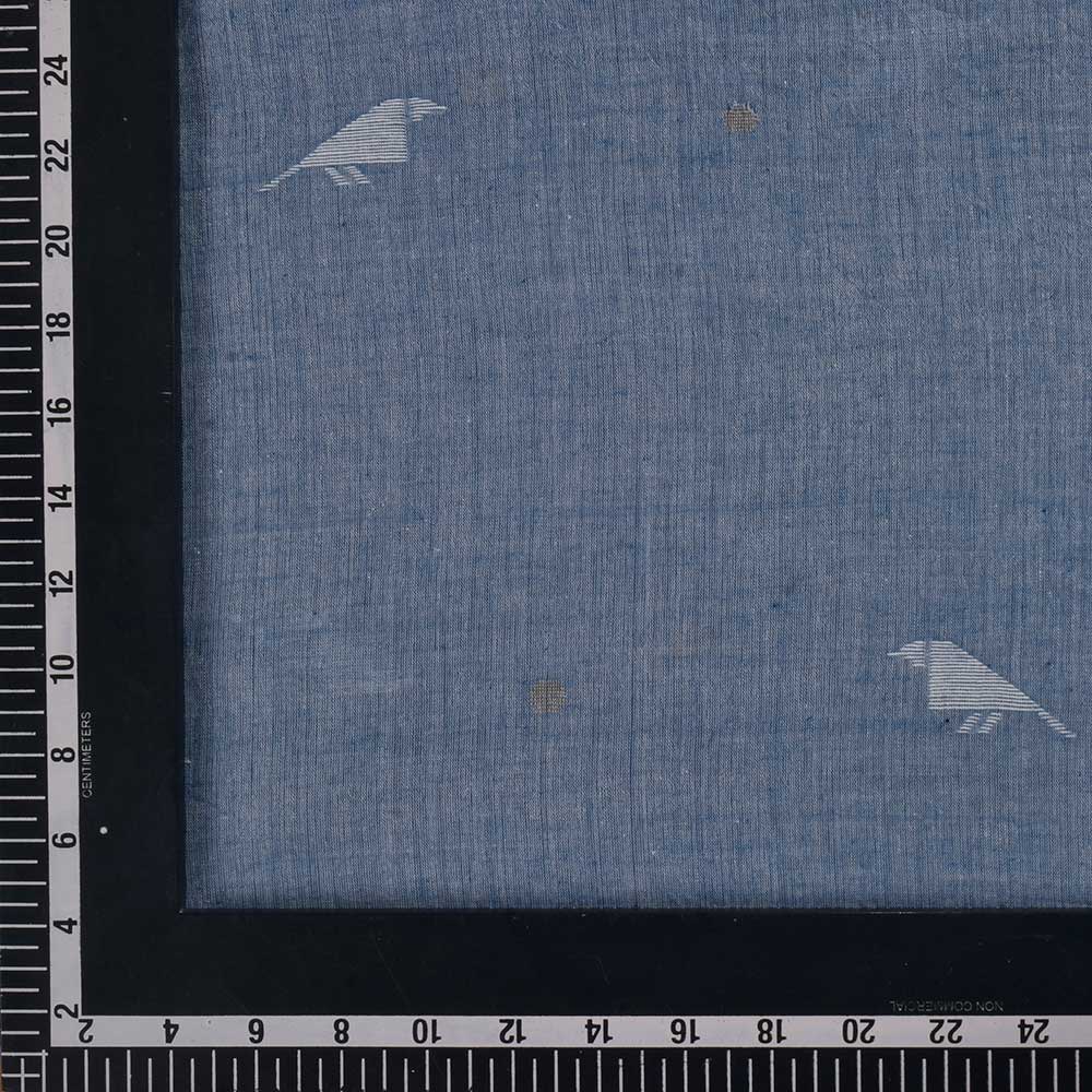 GEOMETRIC BLUE JAMDANI PURE COTTON 60 GSM HANDWOVEN FABRIC 226
