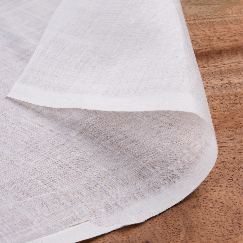 White Khadi Handspun & Handwoven 48 GSM Muslin Fabric - Bleached & Dyeable