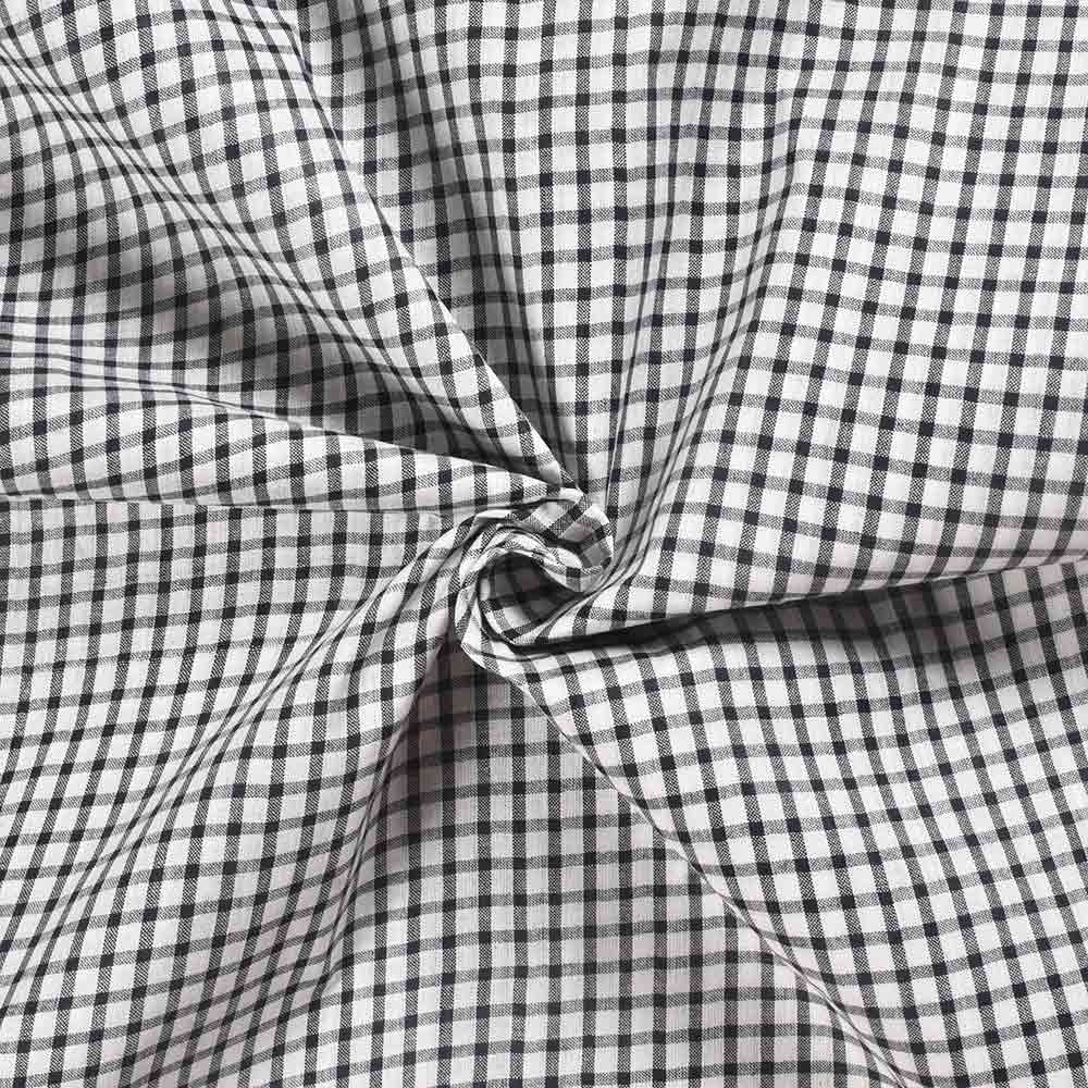 Check Black & White Pure Cotton 62 GSM Handwoven Fabric