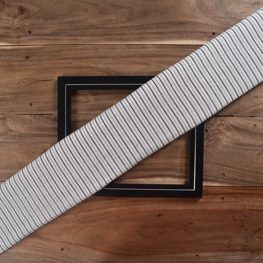 Stripe Black & White Pure Cotton 78 GSM Handwoven Fabric