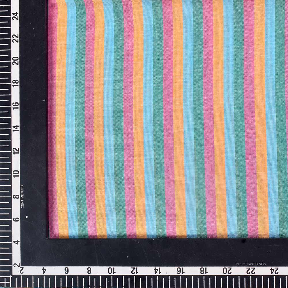 STRIPE MULTI COLOR PURE COTTON 80 GSM HANDWOVEN FABRIC