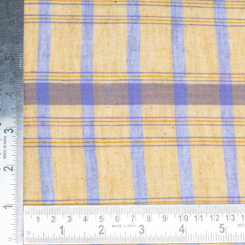 CHECK LIGHT YELLOW PURE COTTON 105 GSM HANDWOVEN FABRIC