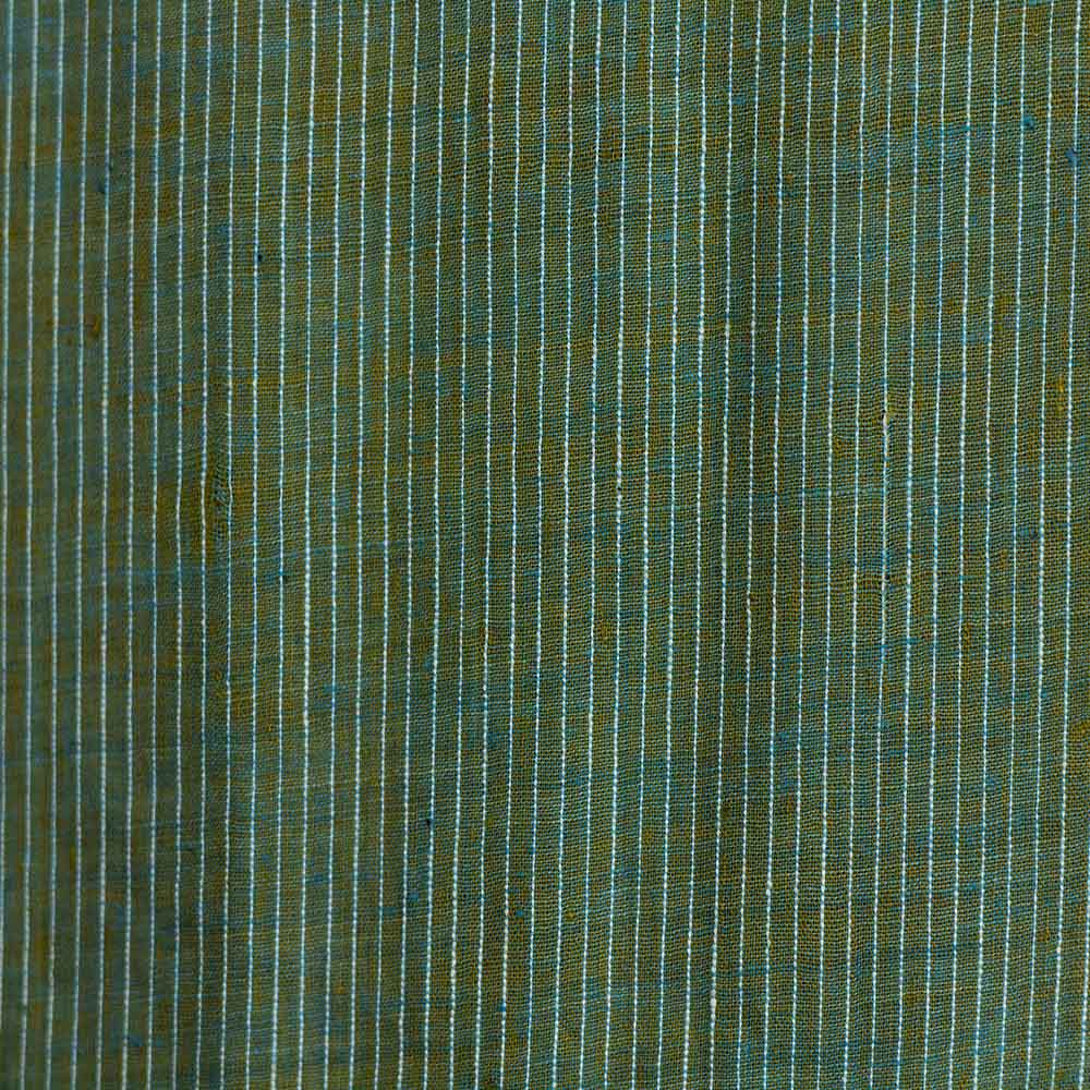 STRIPE GREEN PURE COTTON 65 GSM HANDWOVEN FABRIC J13