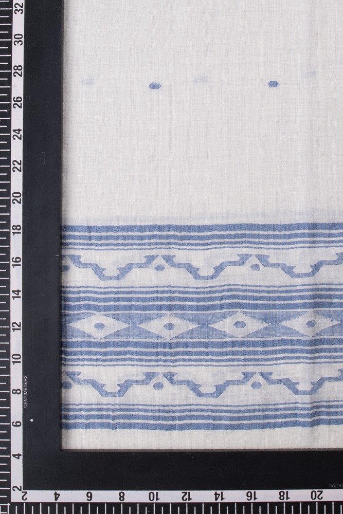 GEOMETRIC WHITE JAMDANI HANDWOVEN PURE COTTON SCARF 125