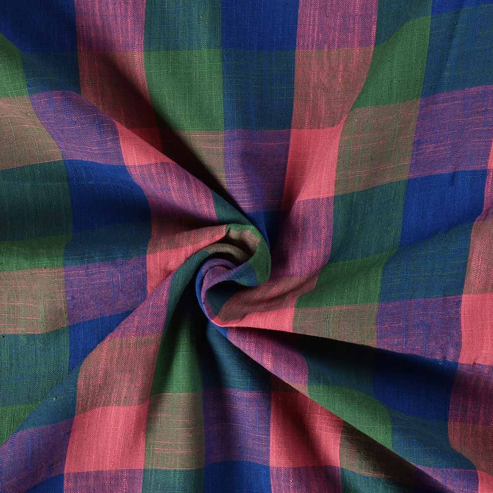 CHECK MULTICOLOR SLUB PURE COTTON 90 GSM HANDWOVEN FABRIC