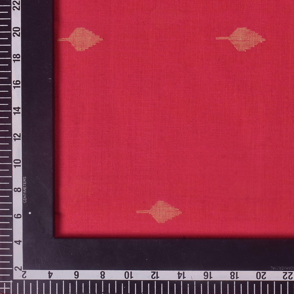 LEAF RED JAMDANI PURE COTTON 64 GSM HANDWOVEN FABRIC