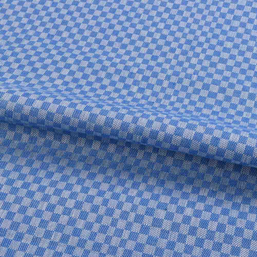 CHECK BLUE & WHITE TWILL PURE COTTON 100 gsm HANDWOVEN FABRIC