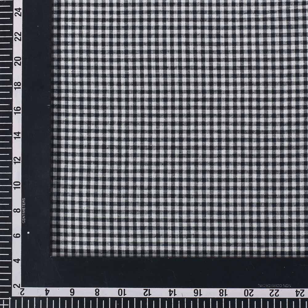 CHECK WHITE BLACK PURE COTTON 72 GSM HANDWOVEN FABRIC