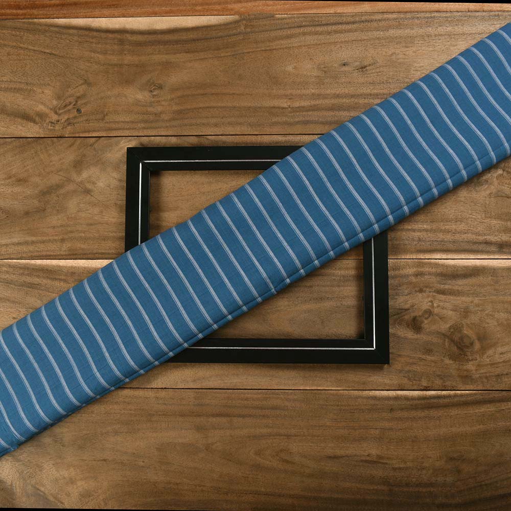 STRIPE BLUE & GREY PURE COTTON 59 GSM HANDWOVEN FABRIC