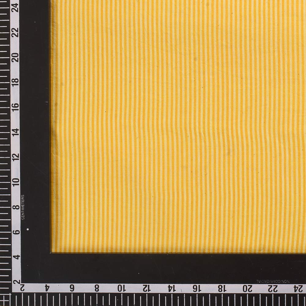 STRIPE CANARY YELLOW & WHITE PURE COTTON 69 GSM HANDWOVEN FABRIC