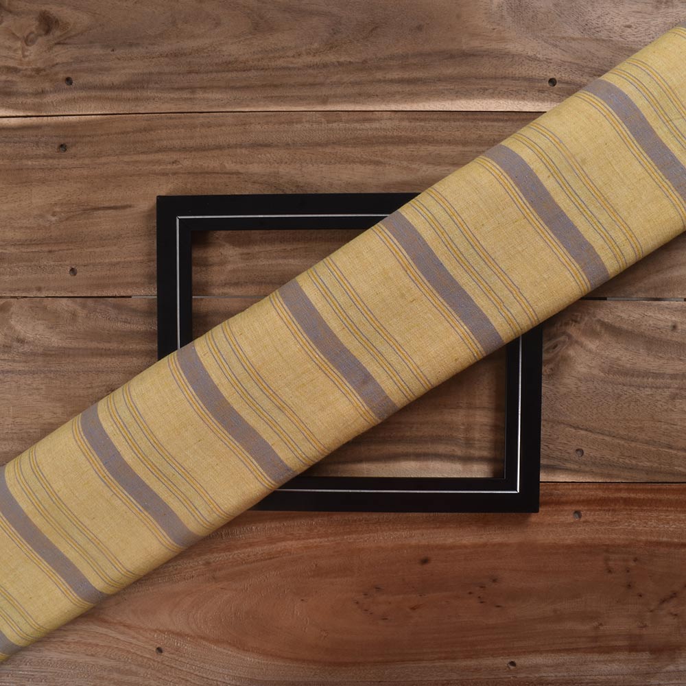 Stripe Yellow Pure Cotton 90 GSM Handwoven Fabric