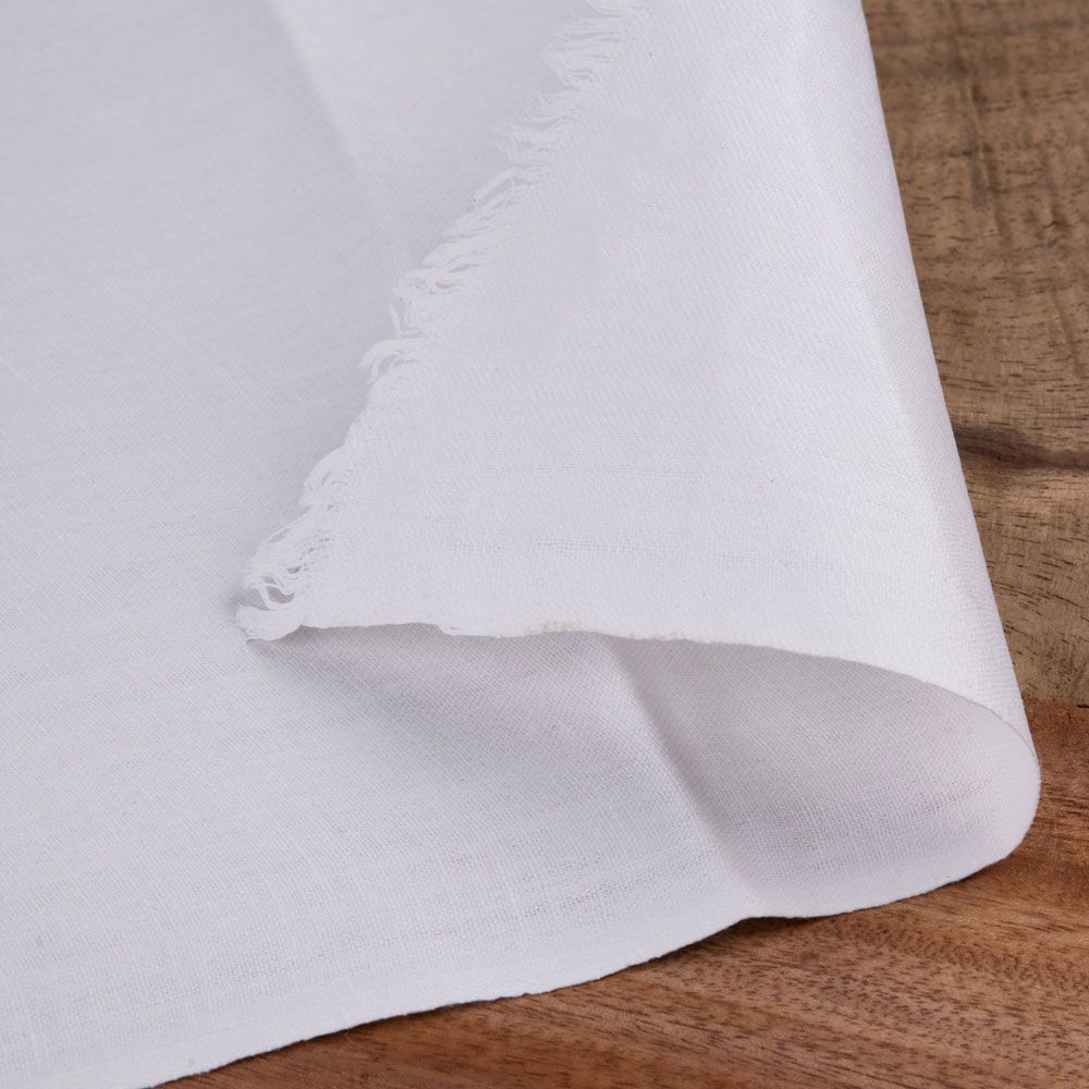 White Calico Khadi Cotton 130 GSM Fabric - Bleached Dyeable & 36 Inch Width