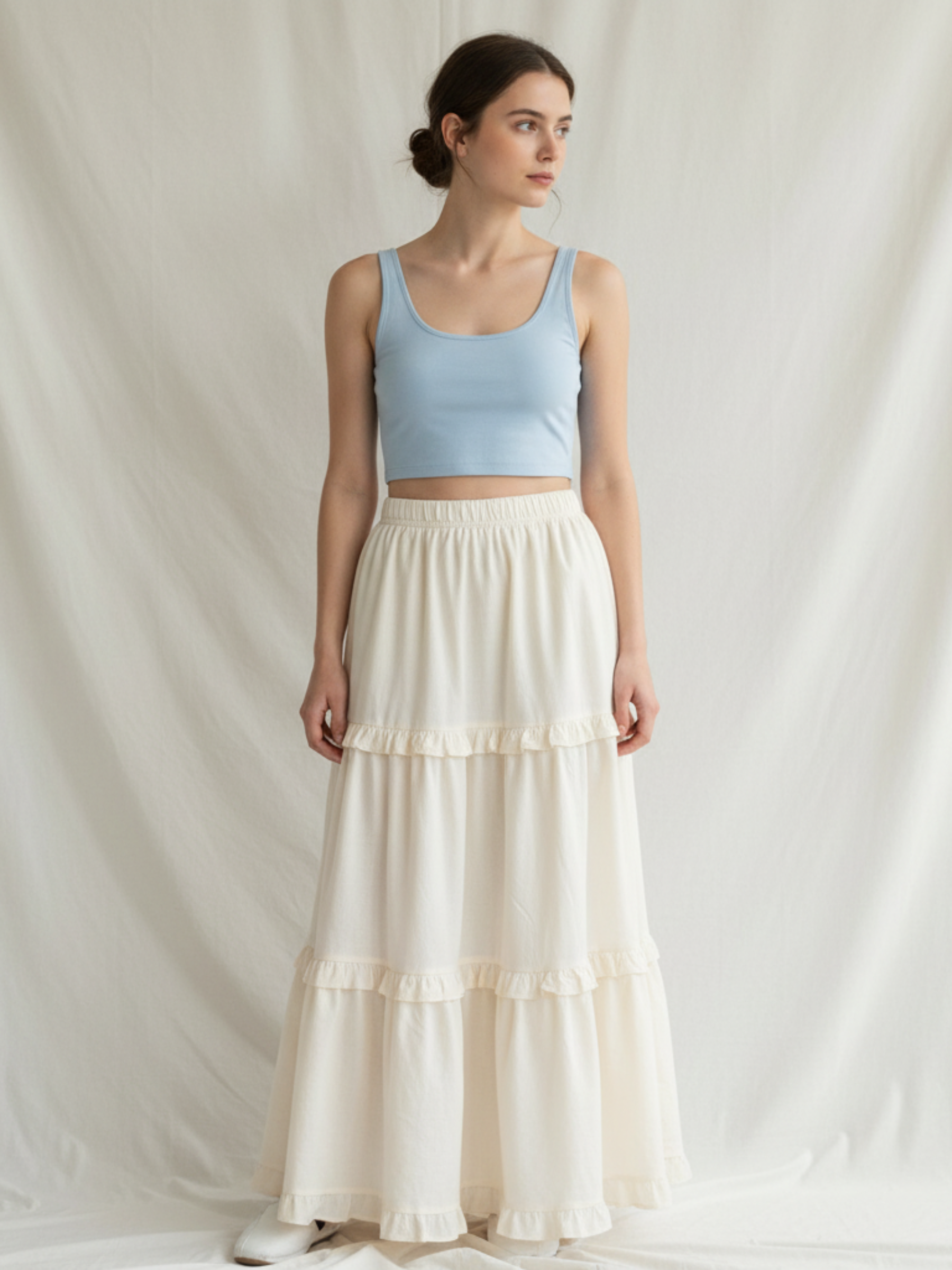 Tiered Gathered Long Skirt