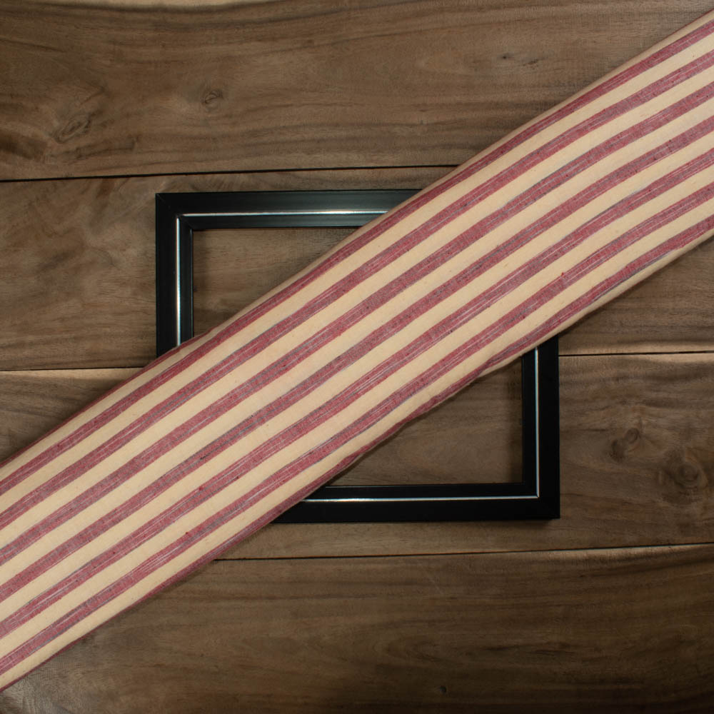 Stripe Yellow Red Tie Dye Bandhani 130 GSM Khadi Cotton Handwoven Fabric