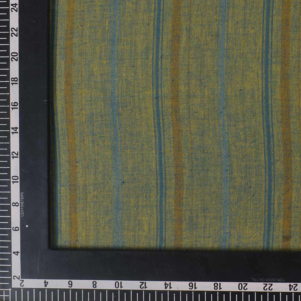 STRIPE GREEN PURE COTTON 100 GSM HANDWOVEN FABRIC