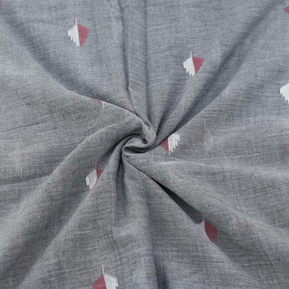 Geometric Light Grey Jamdani Pure Cotton 55 GSM Fabric