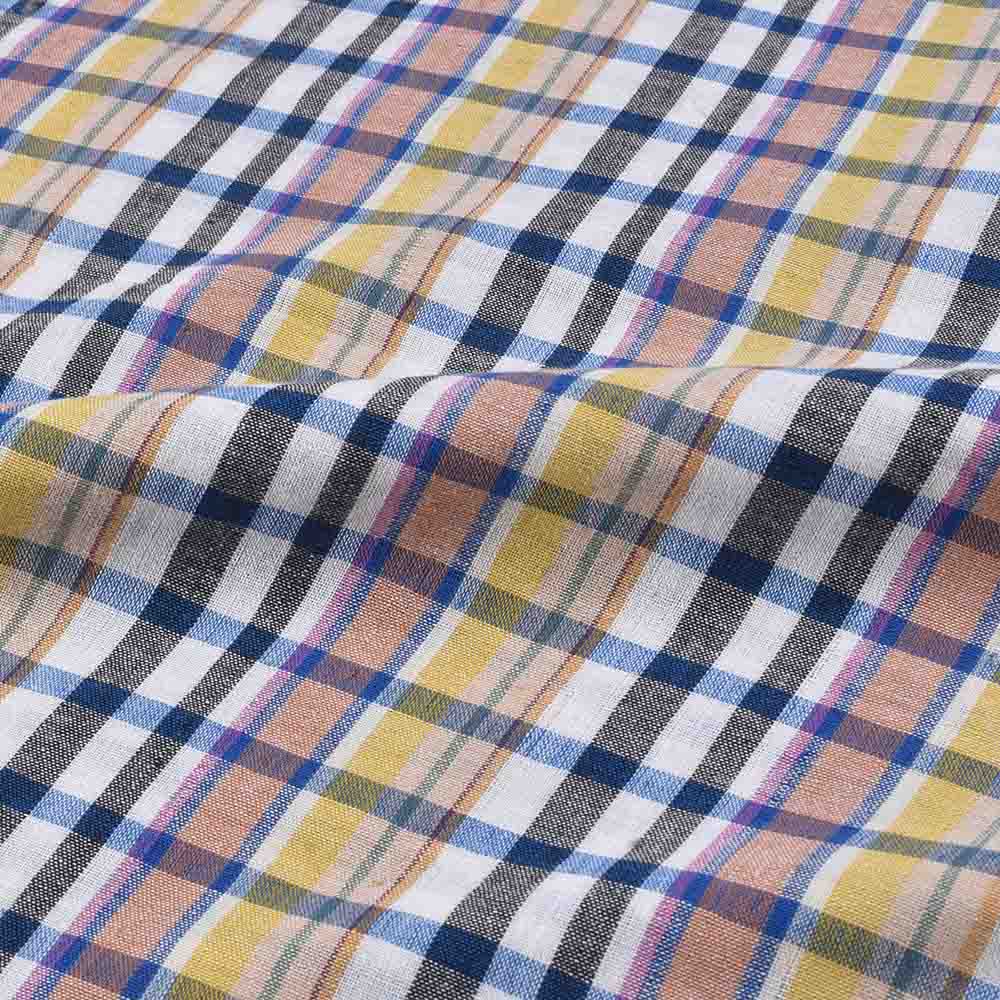 Check multicolour pure cottonhandwoven  90 GSM  fabric