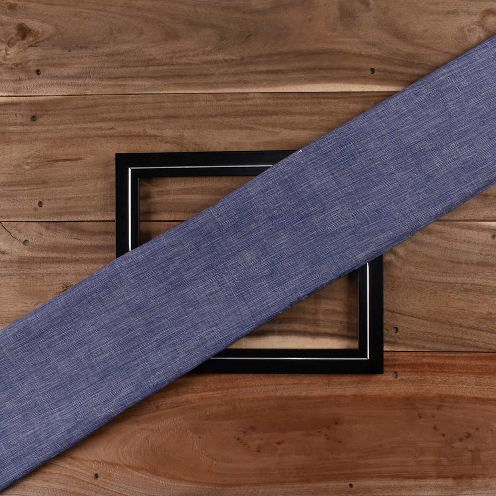 Chambray Blue Khadi Cotton 158 GSM Handwoven Fabric