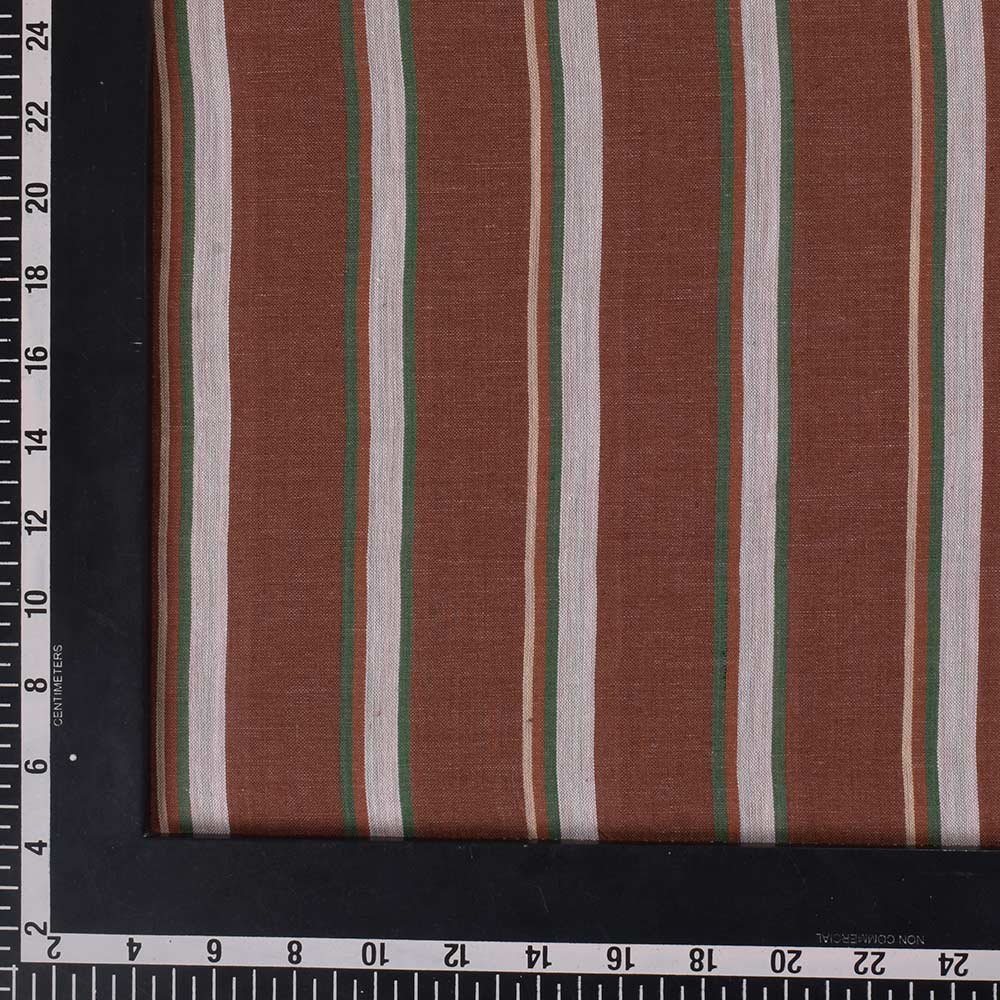 STRIPE BROWN PURE COTTON 75 GSM HANDWOVEN FABRIC