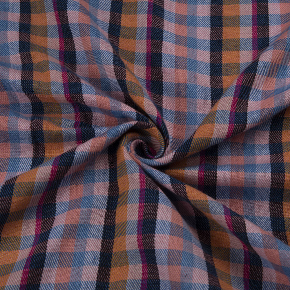 Check Twill Multi Colour Pure Cotton 100 GSM Handwoven Fabric