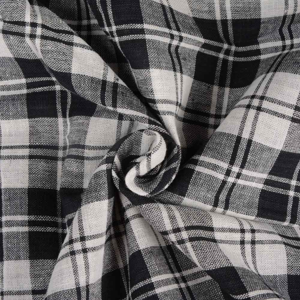Check Black & White Pure Cotton 105 GSM Handwoven Fabric 80