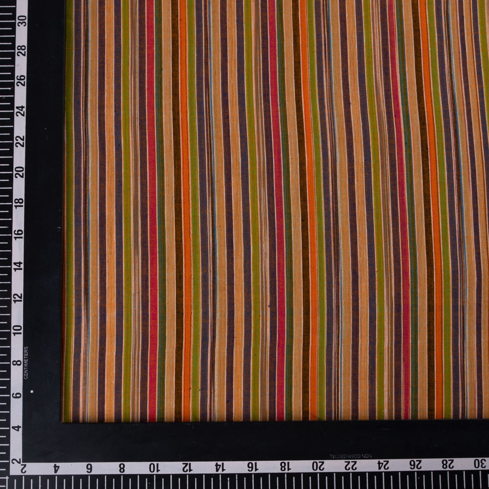 STRIPE MULTICOLOUR PURE COTTON 90 GSM HANDWOVEN FABRIC