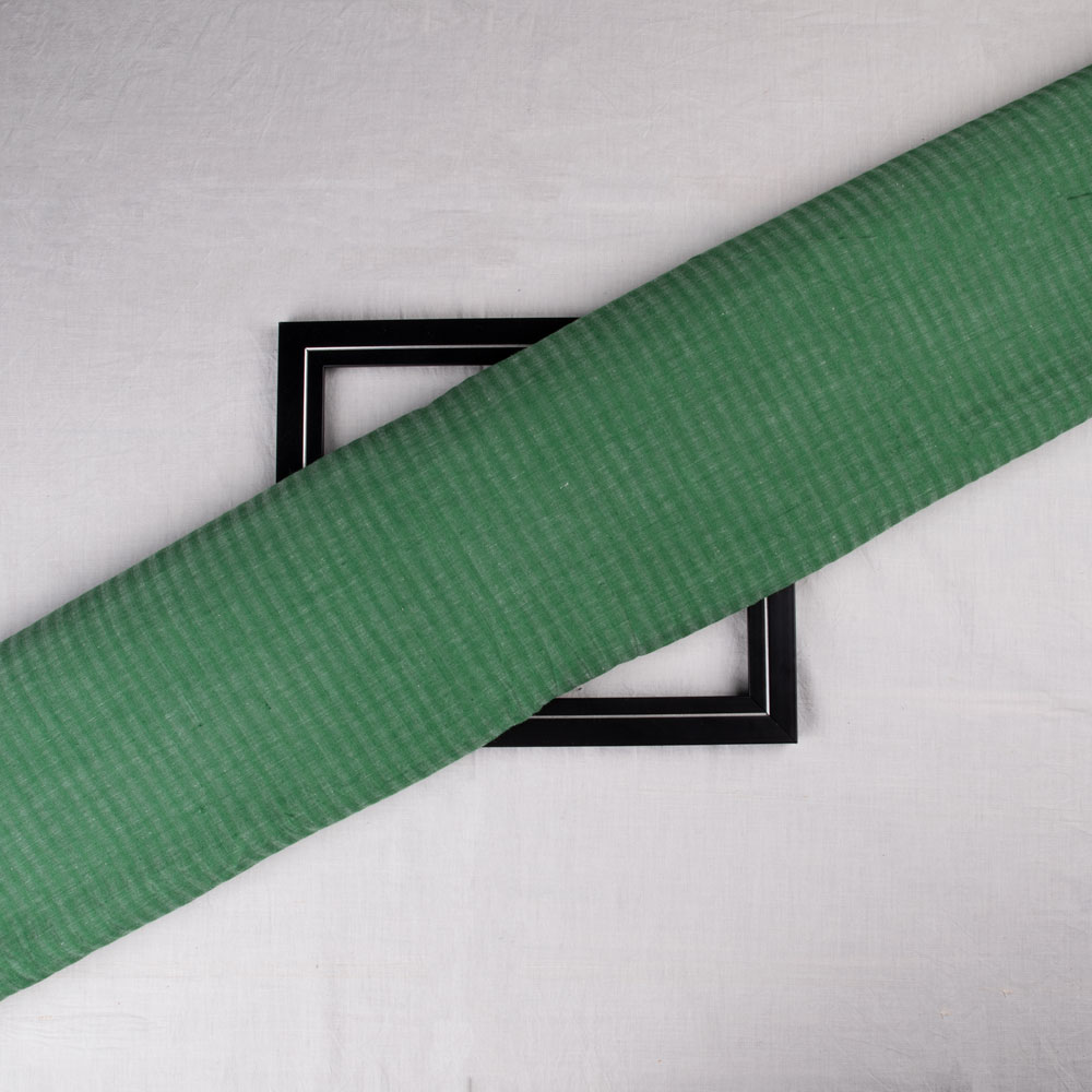 Stripe Green Khadi Cotton 90 GSM Handwoven Fabric