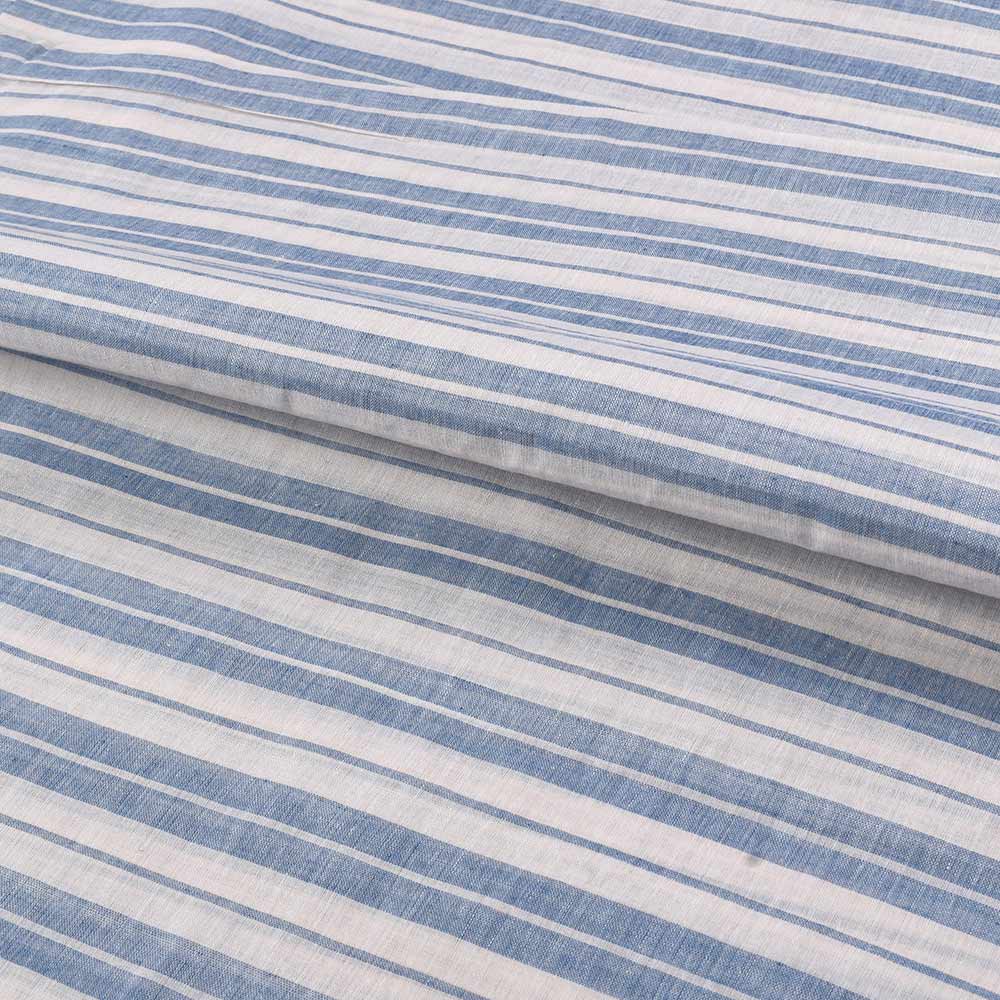 STRIPE OFF WHITE & BLUE PURE COTTON 62 GSM HANDWOVEN FABRIC 274