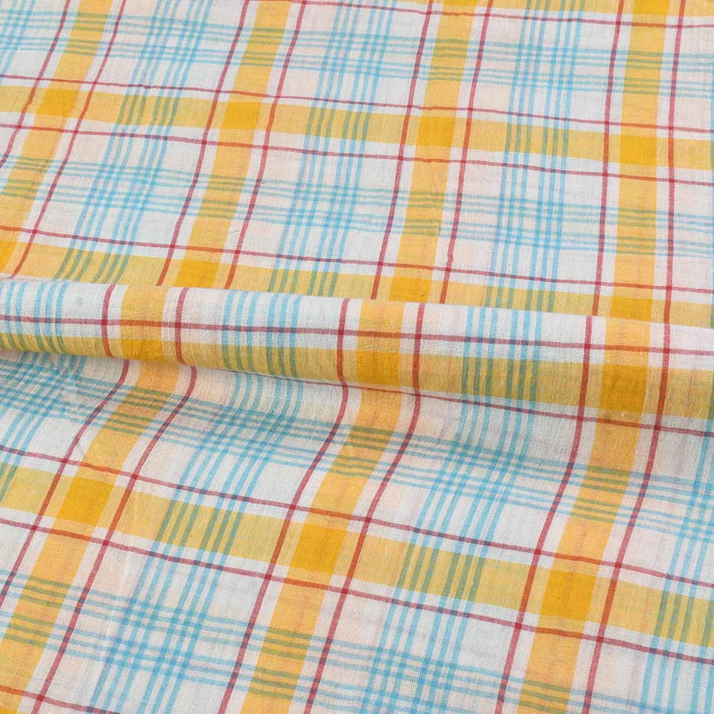 CHECK MULTICOLOUR PURE COTTON 56 GSM HANDWOVEN FABRIC
