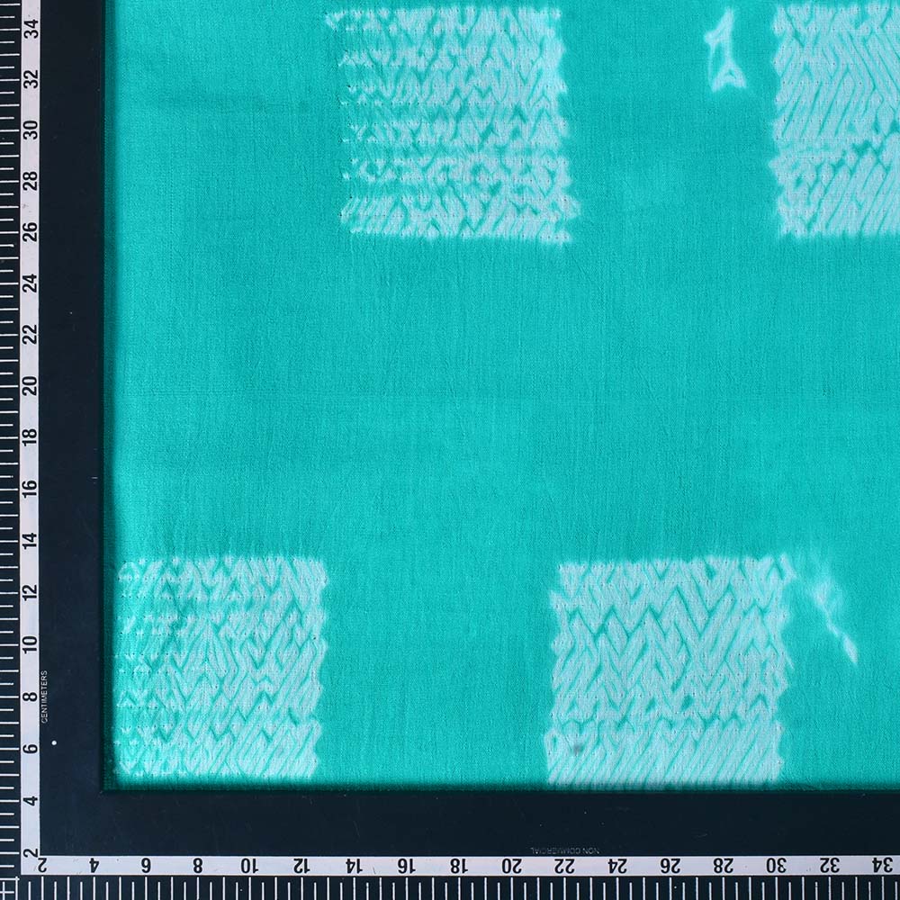 ABSTRACT SEA GREEN SHIBORI 90 GSM MERCERISED COTTON FABRIC