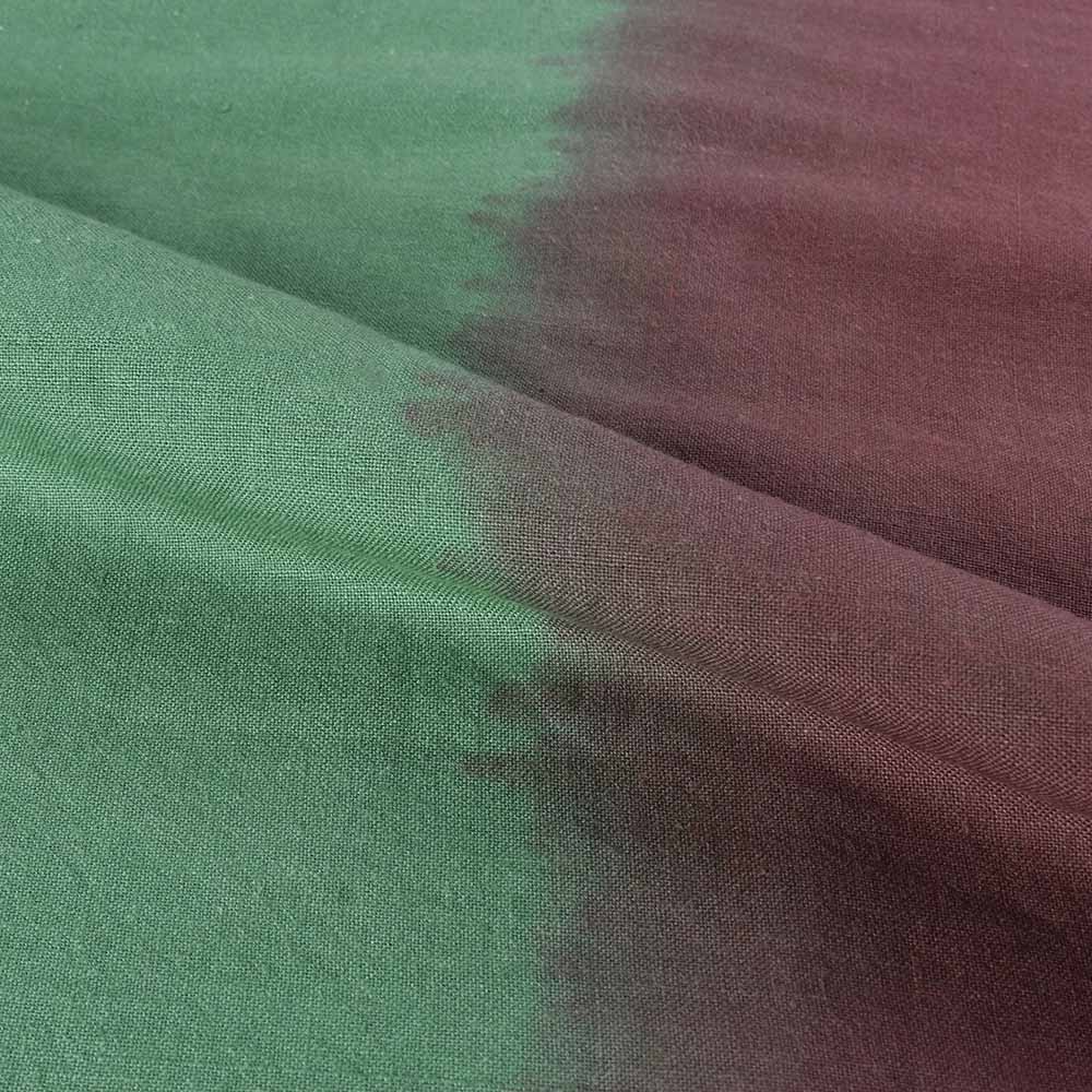 ombré TIE DYE RED GREEN KHADI COTTON 115 GSM HANDWOVEN FABRIC