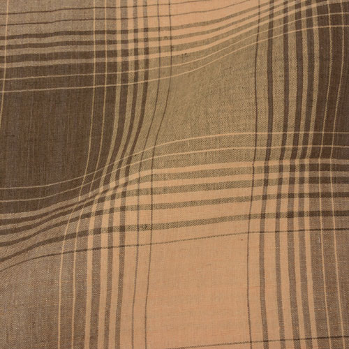 Check Beige & Brown Linen Cotton 111 GSM Handwoven Fabric