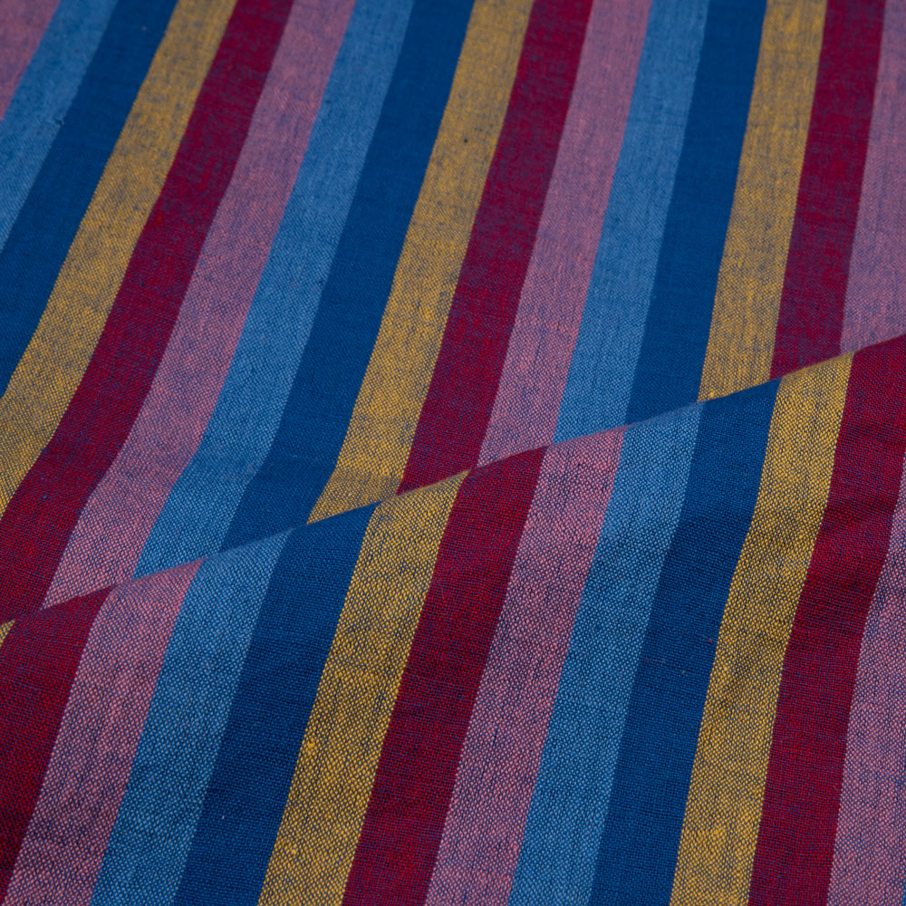 STRIPE MULRICOLOUR PURE COTTON 85 GSM HANDWOVEN FABRIC