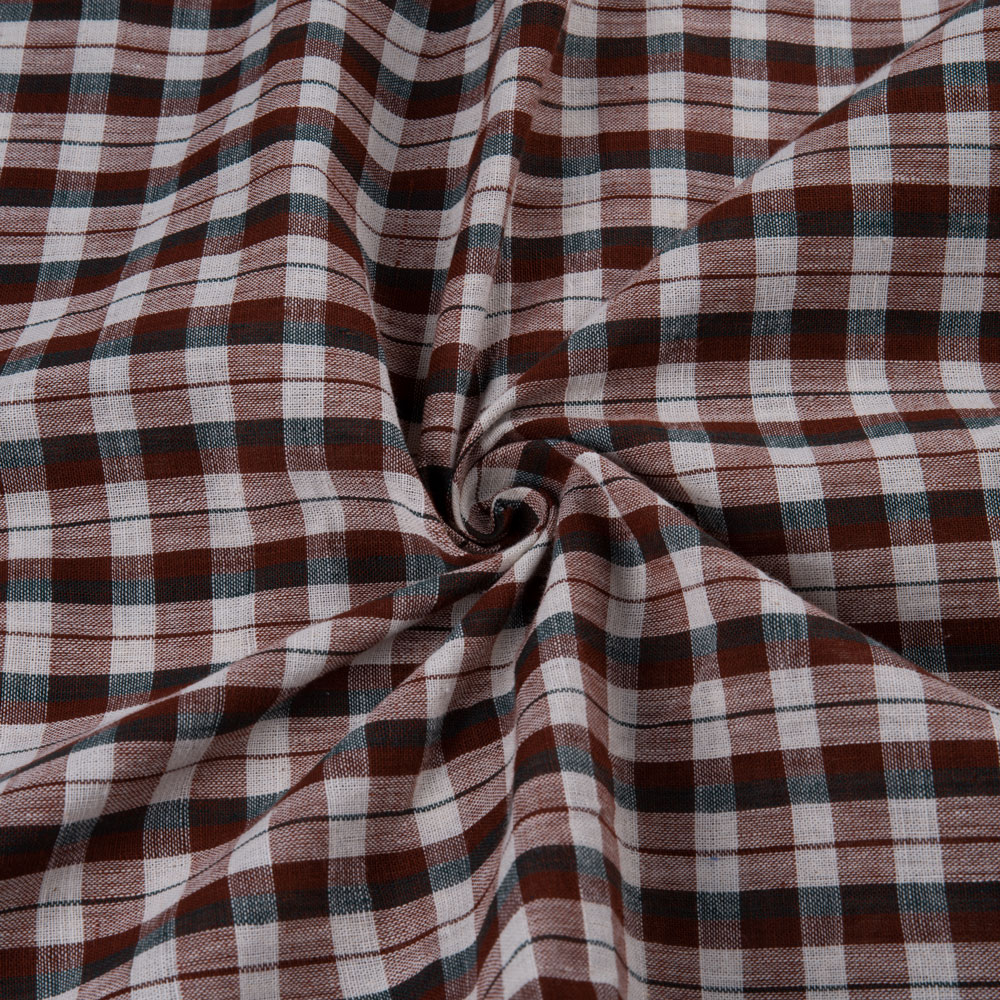 Check Multicolor Pure Cotton 98 GSM Handwoven Fabric 230