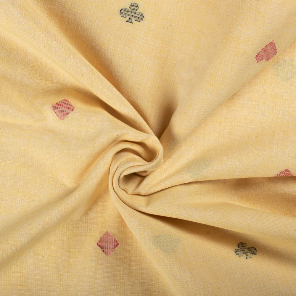 Yellow colour Cards jamdani 110 GSM Handwoven Fabric 