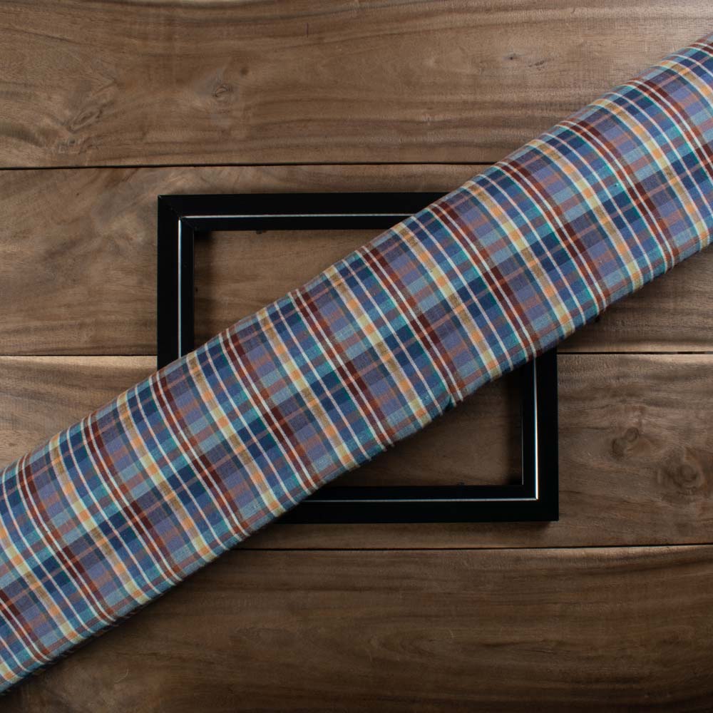 Multicolor Check Cotton & Khadi 125 GSM Handwoven Fabric 813