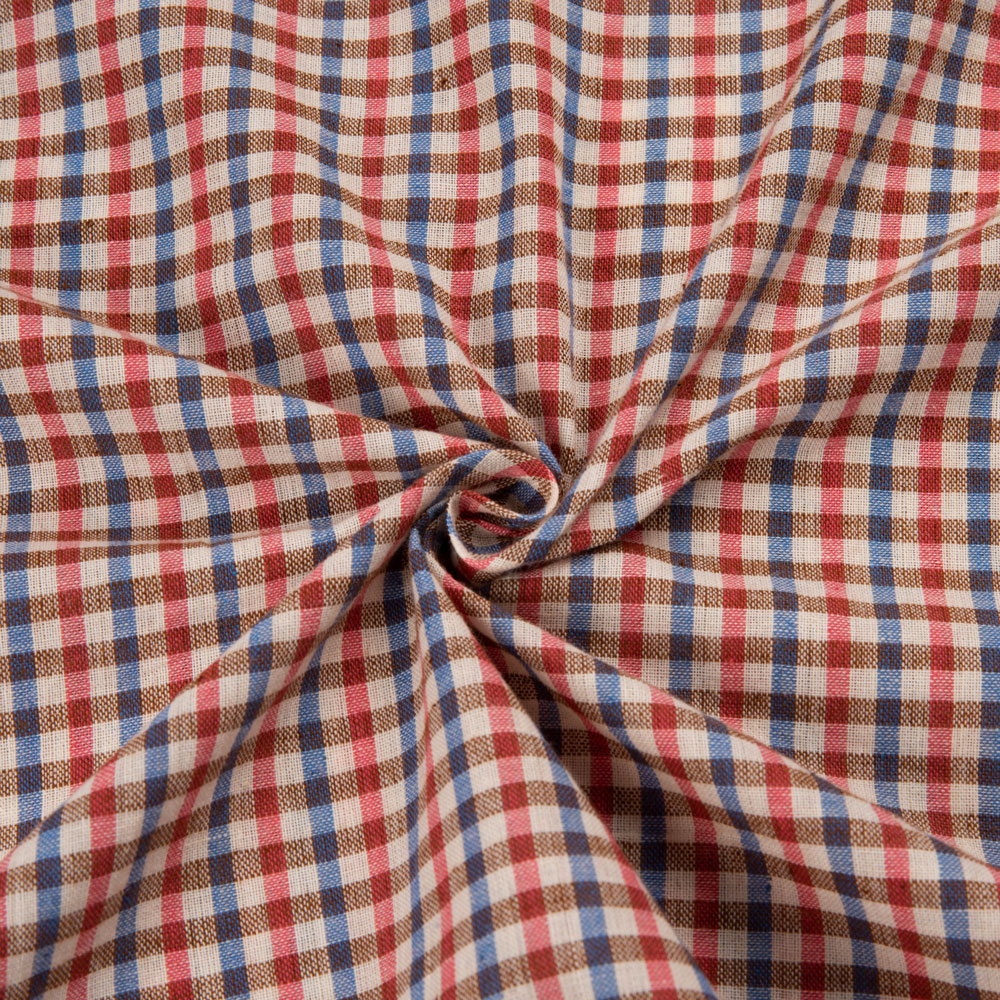 Check Multicolour Pure Cotton 90 GSM Handwoven Fabric 304
