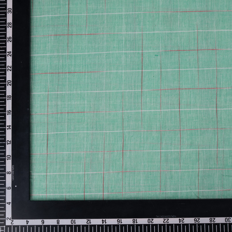 CHECK GREEN YARN TIE DYE 64 GSM PURE COTTON FABRIC