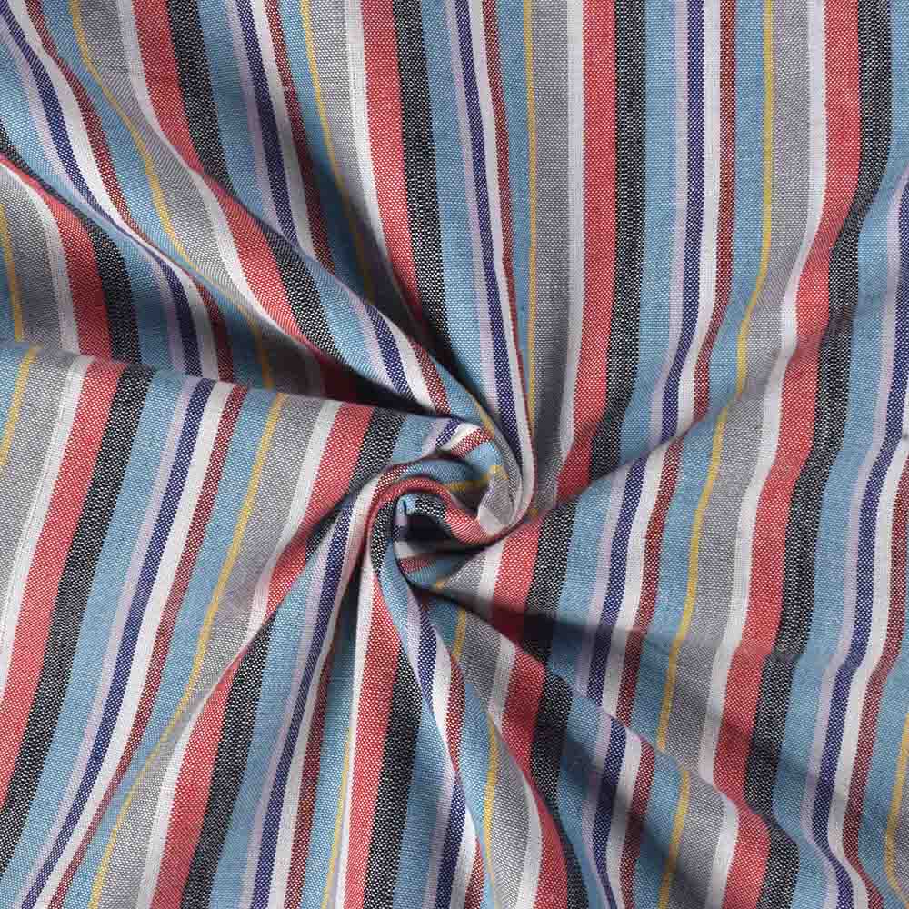 Stripe Multicolor Pure Khadi 180 GSM Handwoven Fabric